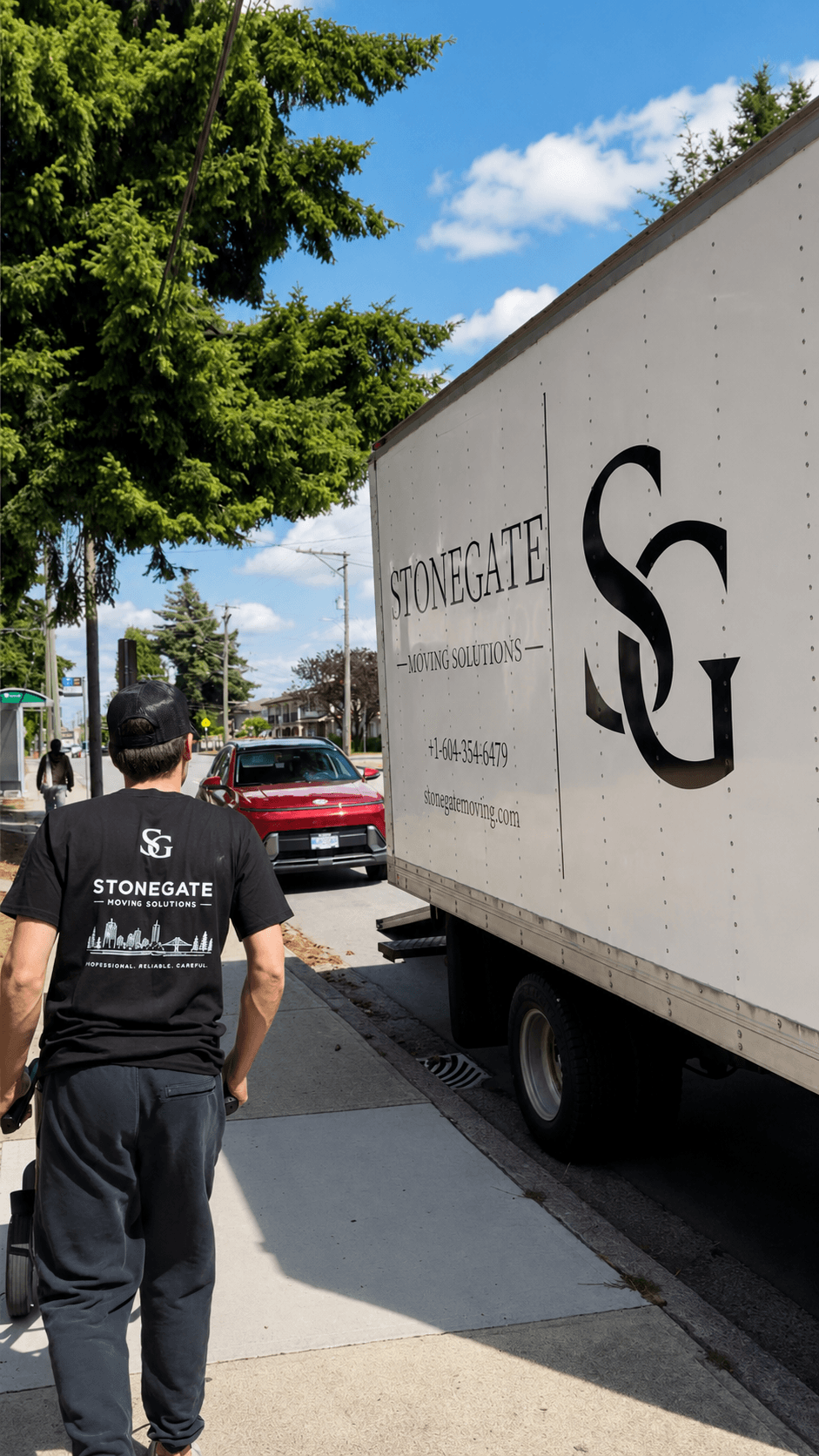 Team member walking to the Stonegate truck